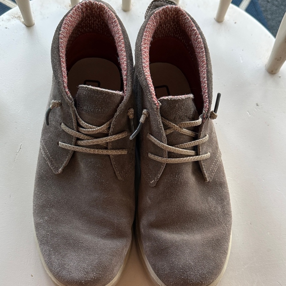 Hey Dude Taupe Suede Shoes with Coral Lining